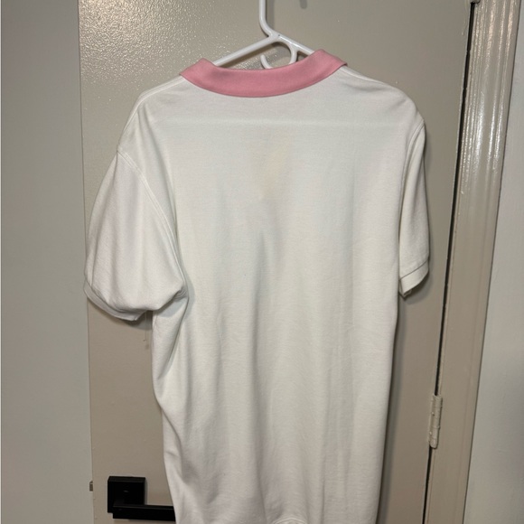 Paul Stuart Men's White Polo Shirt with Pink and Yellow Accents - Picture 4 of 5